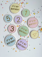 Load image into Gallery viewer, Colour Pop Number Birthday Badges