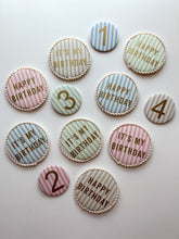 Load image into Gallery viewer, Patterned Number Birthday Badges