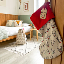 Load image into Gallery viewer, Luxury Christmas Stocking with Personalised Wooden Tag