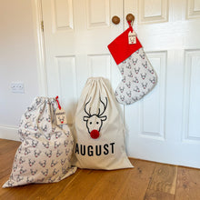 Load image into Gallery viewer, Original Personalised Reindeer Christmas Sack