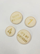 Load image into Gallery viewer, Canvas & Pom Trim Number Birthday Badge