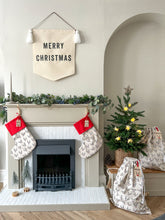 Load image into Gallery viewer, Luxury Christmas Stocking with Personalised Wooden Tag
