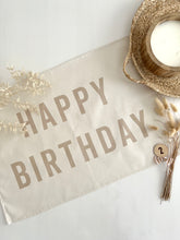 Load image into Gallery viewer, Natural on Cream ‘Happy Birthday’ Wall Flag