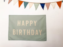 Load image into Gallery viewer, Seafoam Blue ‘Happy Birthday’ Wall Flag