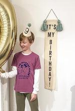 Load image into Gallery viewer, Sample Seagreen Cream 'It's My Birthday' Long Tassel Banner
