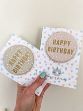 Load image into Gallery viewer, Large Patterned ‘Happy Birthday’ Pom Pom Trim Badge