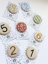 Load image into Gallery viewer, Canvas & Pom Trim Number Birthday Badge