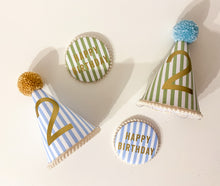 Load image into Gallery viewer, Large Patterned ‘Happy Birthday’ Pom Pom Trim Badge