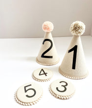 Load image into Gallery viewer, Canvas & Pom Trim Number Birthday Badge