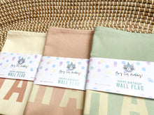 Load image into Gallery viewer, Dusty Rose Pink on Cream ‘Happy Birthday’ Wall Flag