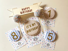 Load image into Gallery viewer, Large Patterned ‘It's My Birthday’ Pom Pom Trim Badge