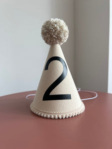 2 - Canvas Natural Pom Party Hat