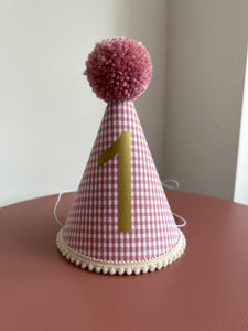 1 - Rose Gingham Party Hat