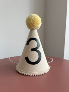 3 - Canvas Banana Cream Pom Pom Party Hat