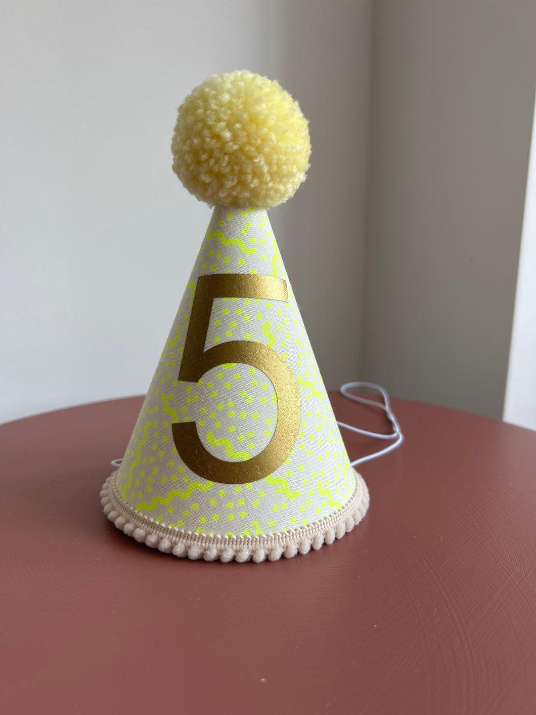 5 - Neon Yellow Confetti Party Hat