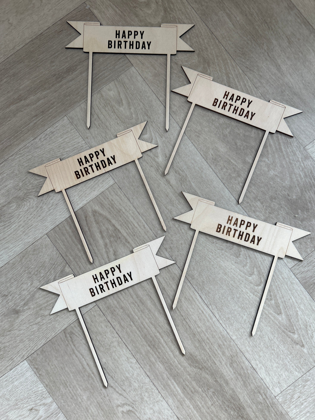 Happy Birthday Banner Style Cake Topper