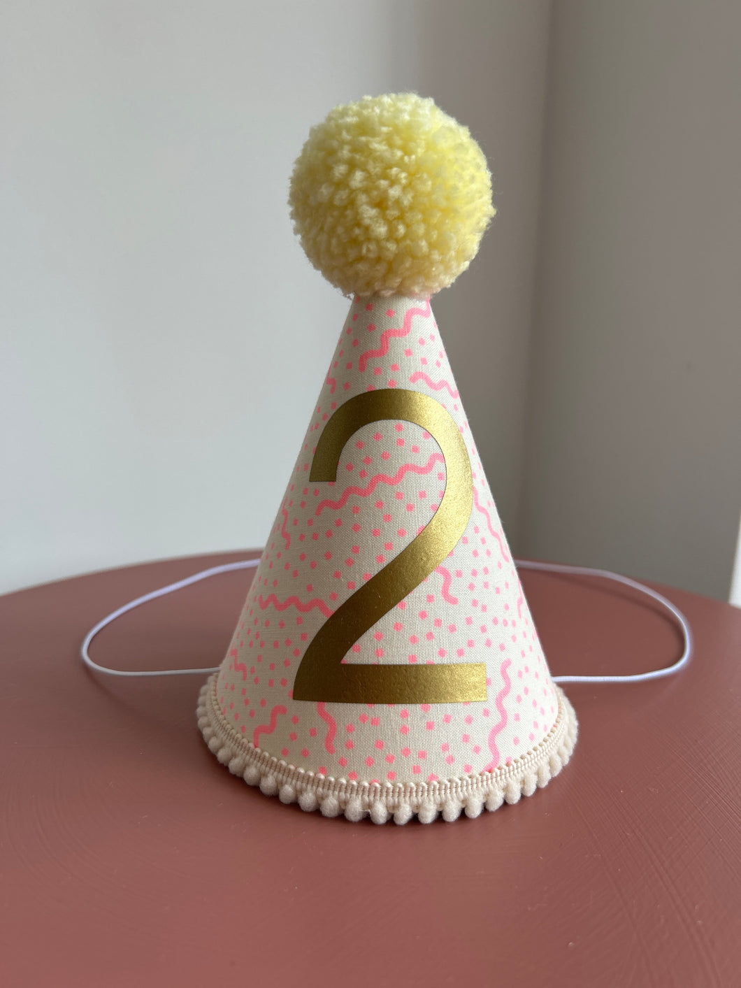 2 - Neon Pink Confetti Party Hat