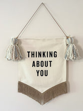 Load image into Gallery viewer, ‘Thinking About You’ Banner in Light Blue, Taupe &amp; Cream &amp; Gold Trim
