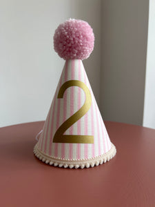 2 - Pink Ticking Stripe Party Hat (3)