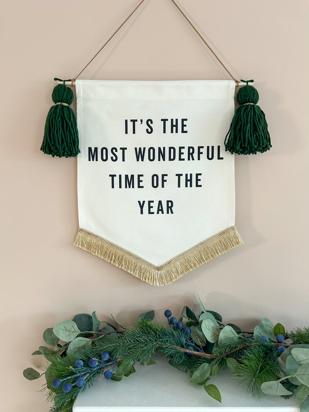 Pine Green & Gold ‘It's the Most Wonderful time of the Year' Banner