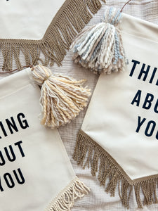 ‘Thinking About You’ Banner in Caramel Cream & Natural Trim