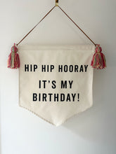 Load image into Gallery viewer, SECONDS Raspberry, Mint &amp; Peach Tassel ‘Hip Hip Hooray’ Banner (Save £12)
