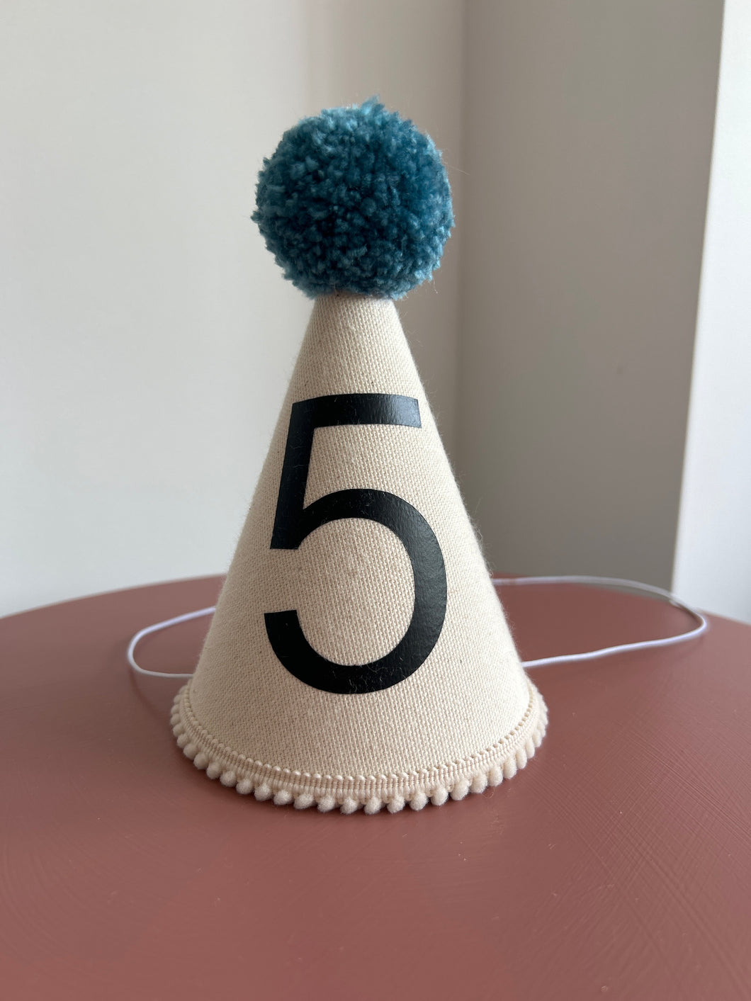 5 - Canvas Teal Pom Pom Party hat