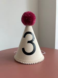 3 - Canvas Raspberry Pom Pom Party Hat