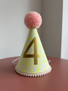 4 - Neon Yellow Confetti Party Hat