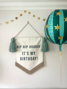 Limited Edition ‘Hip Hip Hooray It’s My Birthday’ Large Banner - Greens
