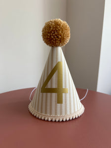 4 - Caramel Ticking Stripe Party Hat