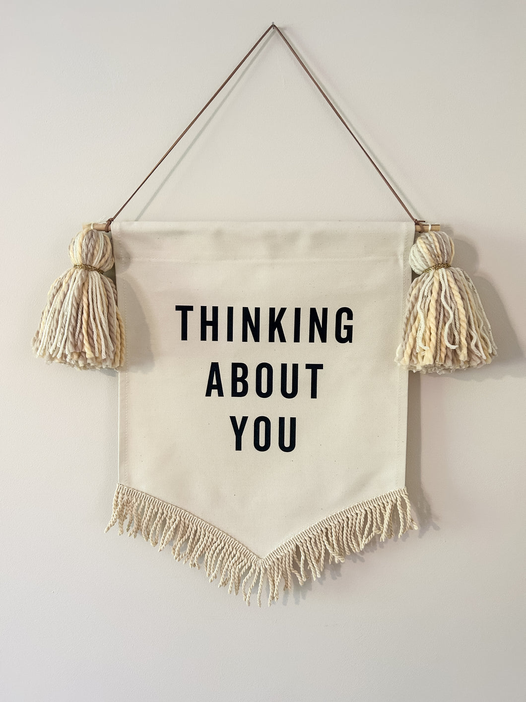 ‘Thinking About You’ Banner in Caramel Cream & Natural Trim