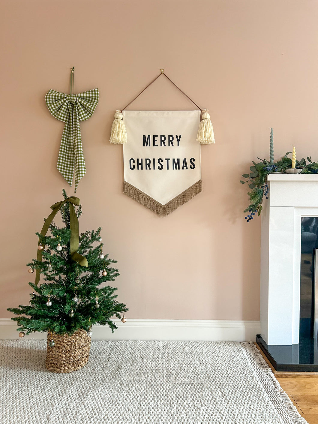 Large Cream Sparkle ‘Merry Christmas’ Banner