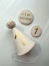 Load image into Gallery viewer, Canvas &amp; Pom Trim Number Birthday Badge
