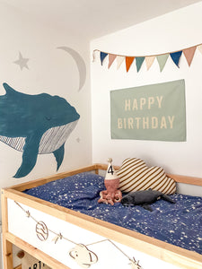 Seafoam Blue ‘Happy Birthday’ Wall Flag