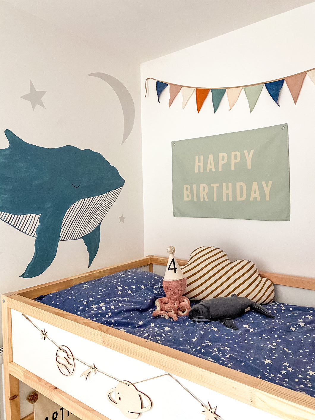 Seafoam Blue ‘Happy Birthday’ Wall Flag