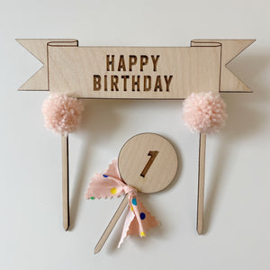 Banner Style 'Happy Birthday' Cake Topper