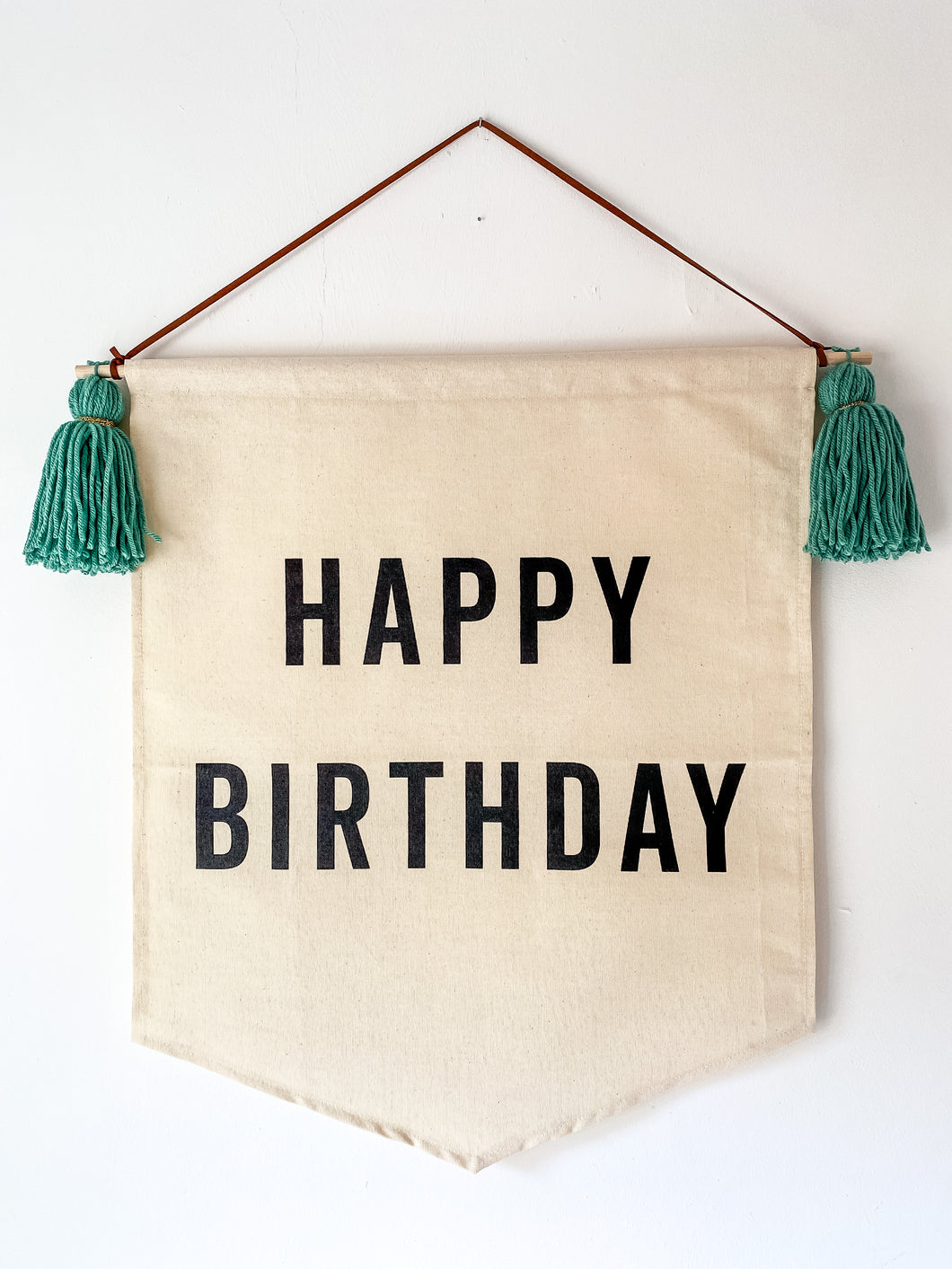 Pre Made Seagreen Tassel Large 'Happy Birthday' Canvas Banner