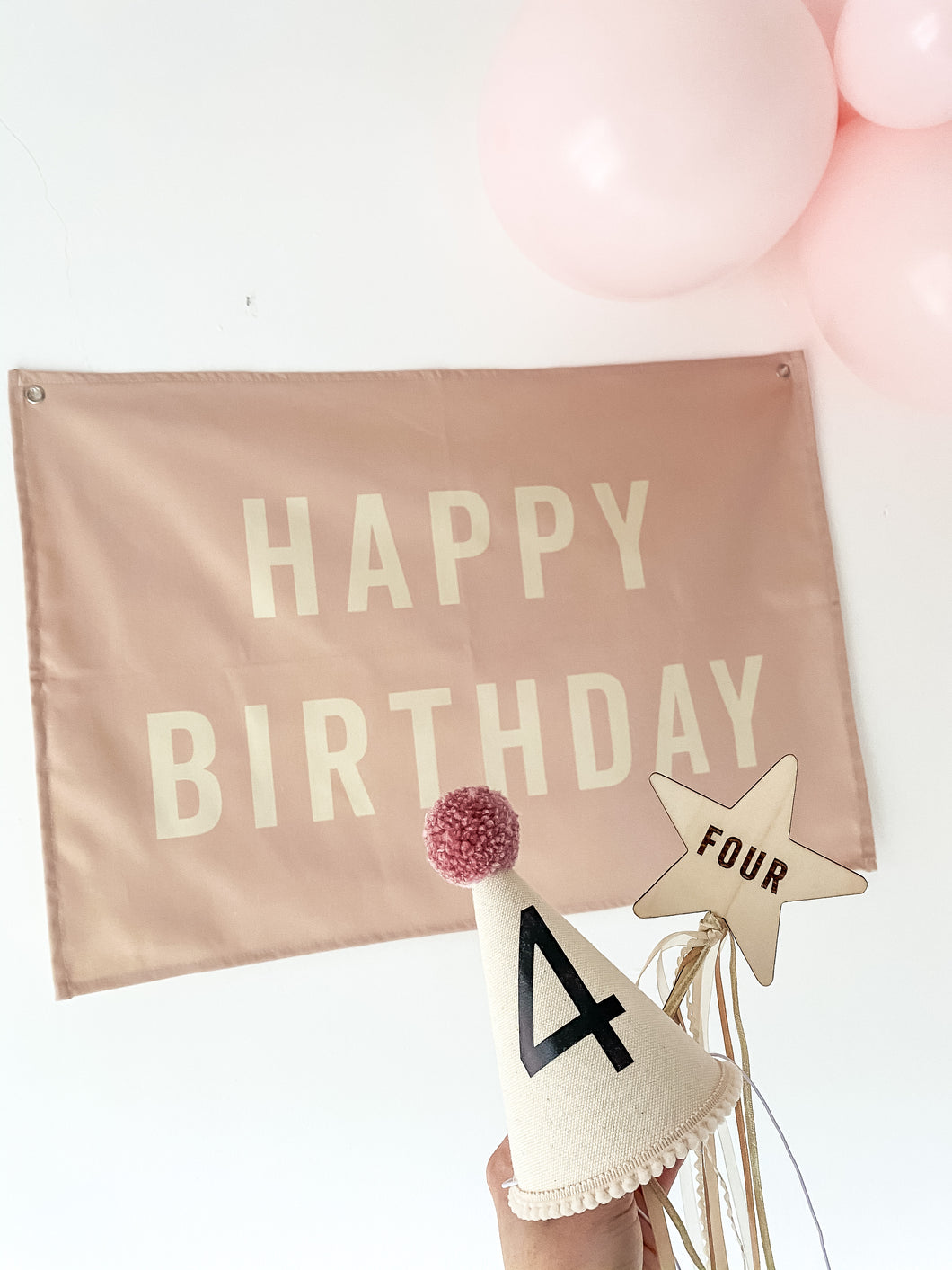 Blush Pink ‘Happy Birthday’ Wall Flag