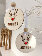 Load image into Gallery viewer, Personalised Reindeer Tree Decoration / Gift Tag

